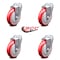 Service Caster 5 Inch Red Polyurethane Wheel Swivel Bolt Hole Caster Set SCC-BH20S514-PPUB-RED-4 - alternate 4